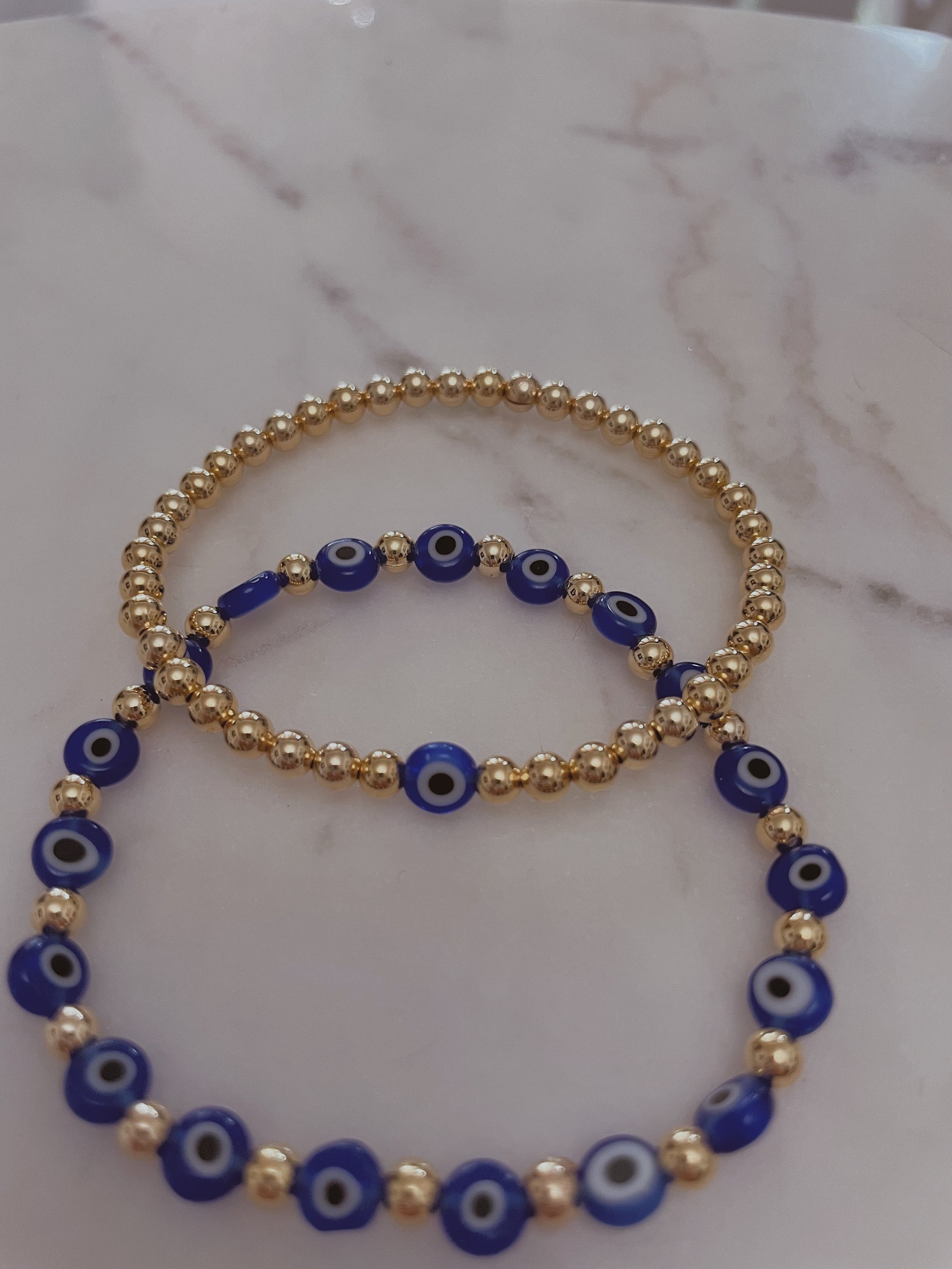 Trendy A/C/M/Z Letters Blue Evil Eye Bracelet For Women Shiny